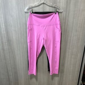 90 Degree By Reflex Black and Pink Crop Leggings